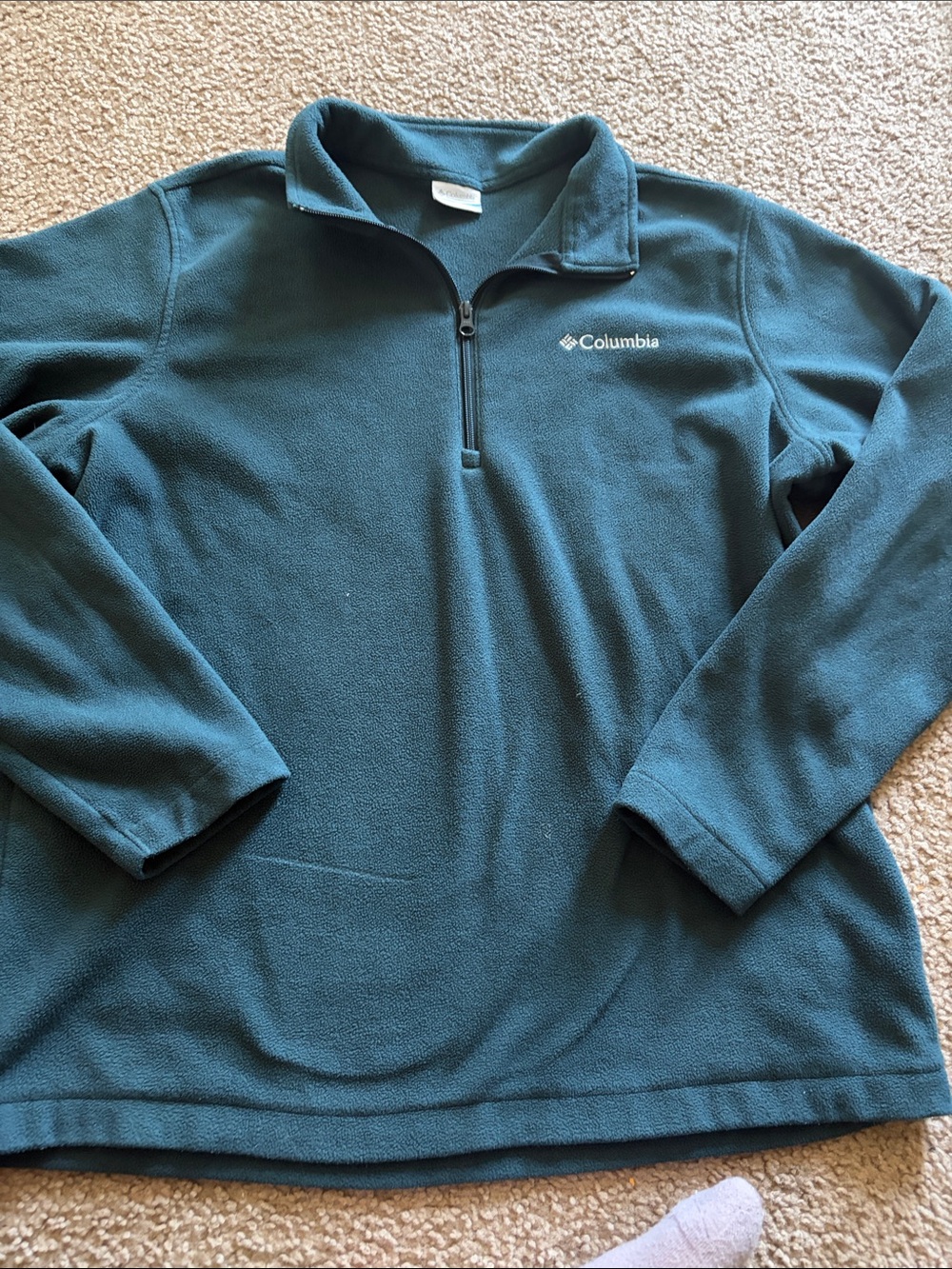 B62 Men’s Lg Columbia Dark Teal 1/4 Zip Fleece Pullover, see all pics
